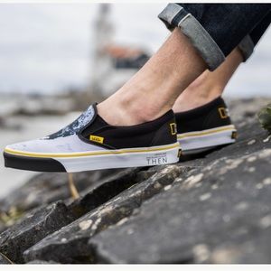 L.E Vans Unisex National Geographic Glacier slip on’s Woman’s sz9 Men’s sz7.5